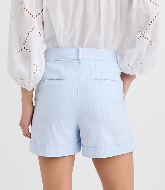Petite Cuffed Shorts in Striped Twill