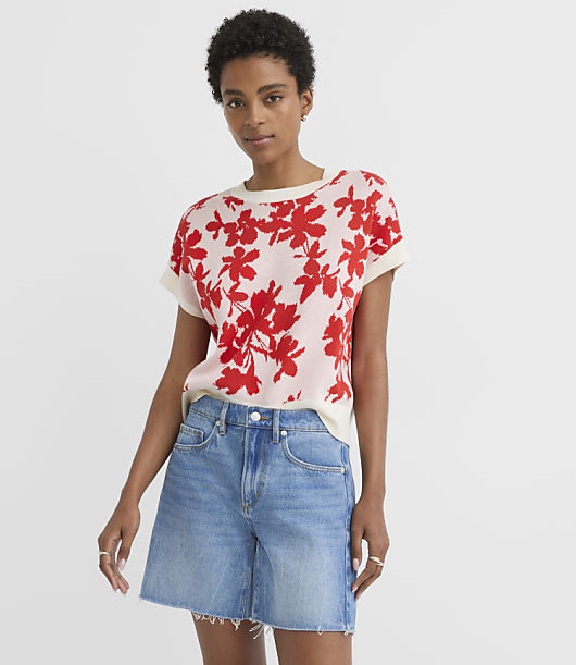 Floral Jacquard Wedge Sweater Tee