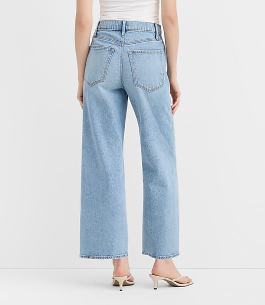Rivete Twist Seam High Rise Wide Leg Crop Jeans in Original Medium Stone Wash