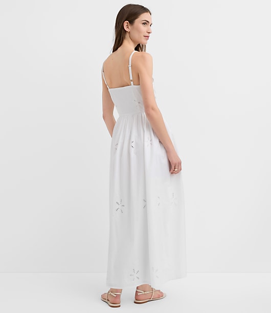 Petite Floral Eyelet Strappy Midi Dress