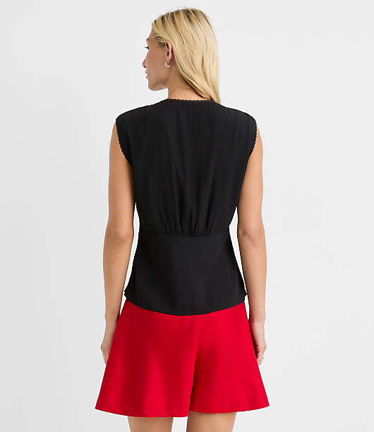 Petite Lace Trim Cap Sleeve Top