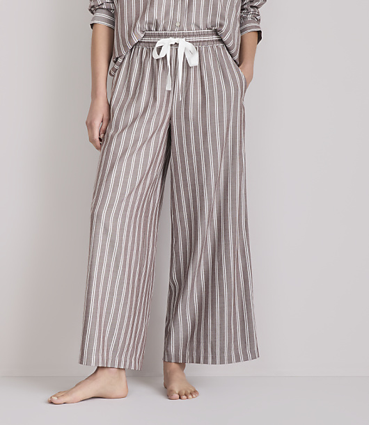 Lou & Grey Striped Twill Wide Leg Crop Pajama Pants