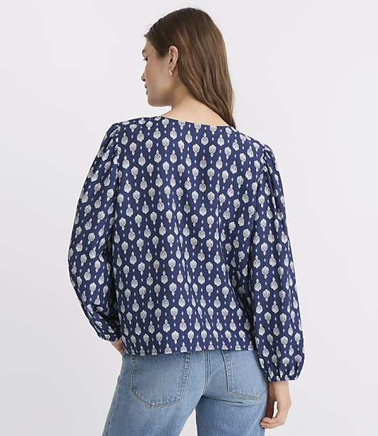 Border Paisley Seamed Bow Top