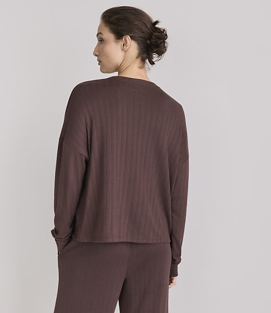 Lou & Grey Brushed Pointelle Henley Pajama Top