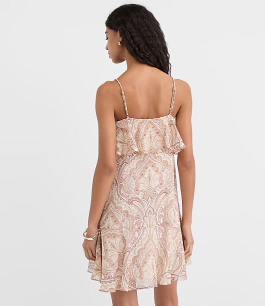 Tiled Strappy Ruffle Mini Dress