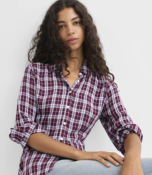 Petite Plaid Peplum Shirt