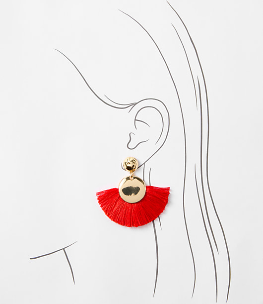Fringe Fan Drop Earrings - Maple Cherry