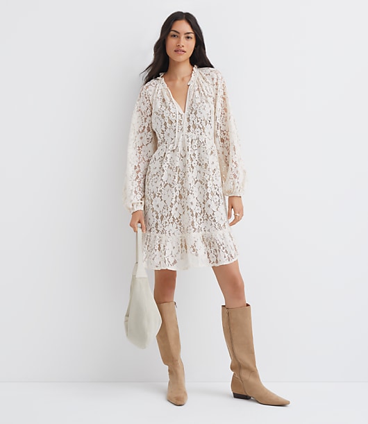 Floral Lace Flounce Mini Dress