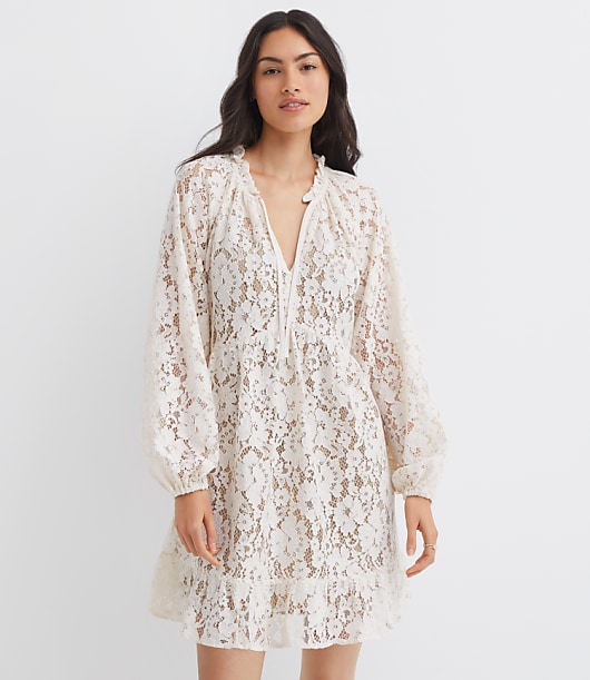 Floral Lace Flounce Mini Dress