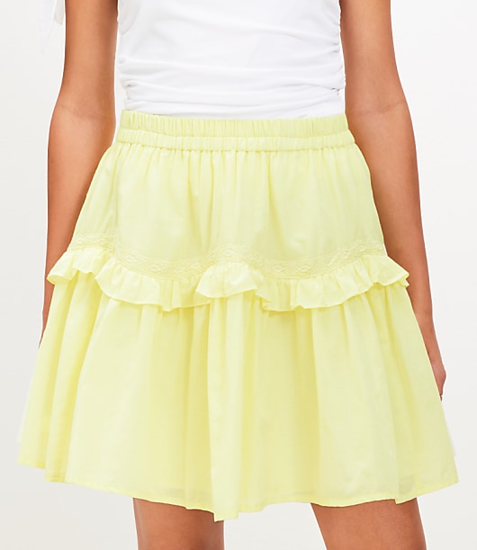 Petite Lace Trim Ruffle Mini Skirt