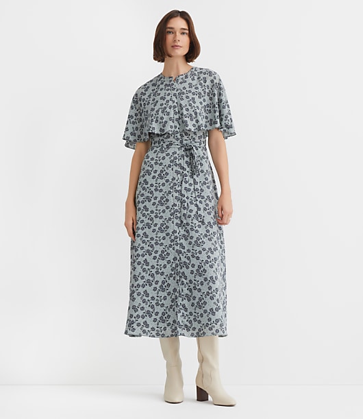 Floral Cape Midi Dress
