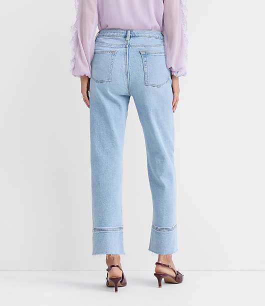 Petite Curvy Fresh Cut High Rise Straight Jeans in Light Wash Indigo