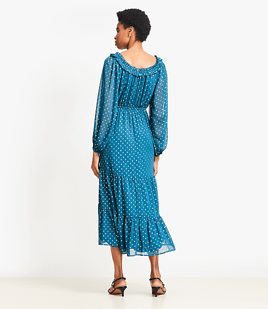 Petite Shimmer Ruffle Tiered Midi Dress