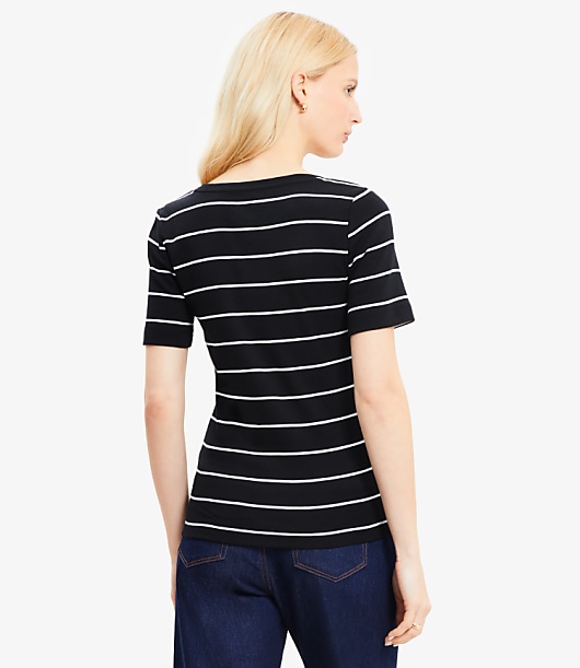 Stripe Ribbed Scoop Neck Tee