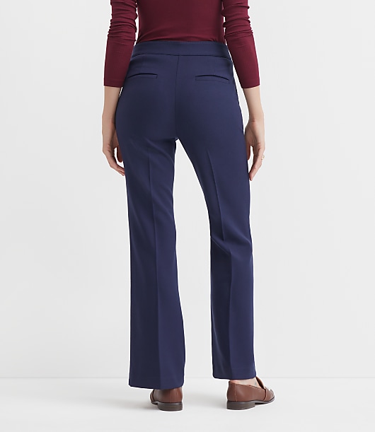 Petite Curvy Pintucked Flare Pants in Twill