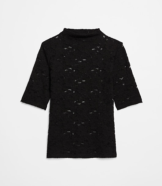 LOFT Versa Lace Elbow Sleeve Turtleneck Top