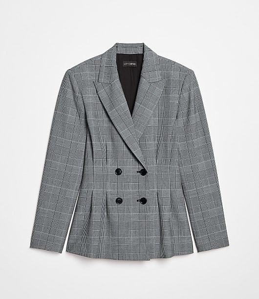 LOFT Versa Plaid Seasonless Stretch Double Breasted Blazer