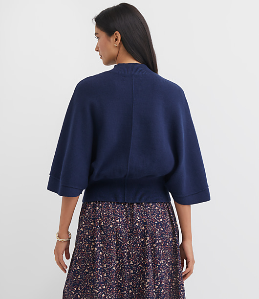 Petite Ribtrim Mock Neck Cape Sweater