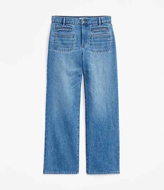 Petite Mid Rise Relaxed Straight Jeans in Mid Vintage Wash