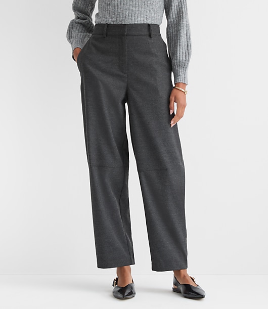 Petite Tailored Barrel Pants in Brushed Flannel