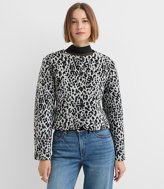 Snow Leopard Print Structured Jacket
