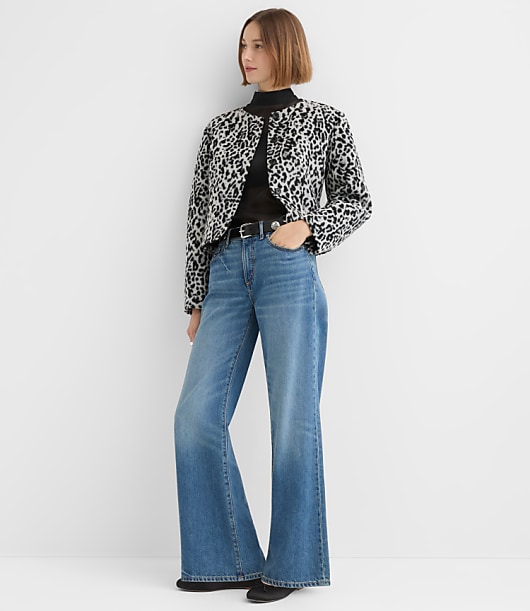 Snow Leopard Print Structured Jacket