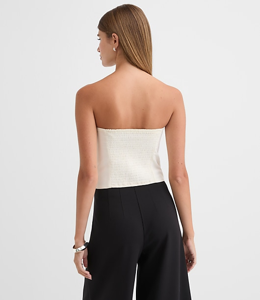 Shirred Curved Bustier Top