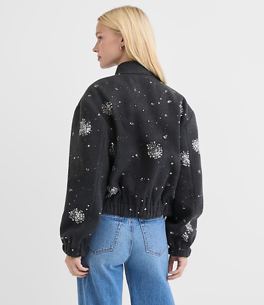 Sequin Embellished Bomber Jacket