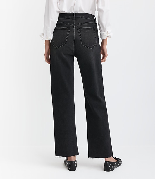 Petite Fresh Cut High Rise Straight Jeans in Washed Black