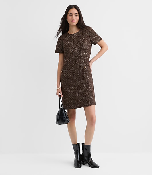 Shimmer Tweed Mini Pocket Dress