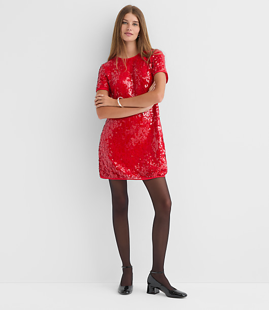 Sequin Short Sleeve Mini Dress