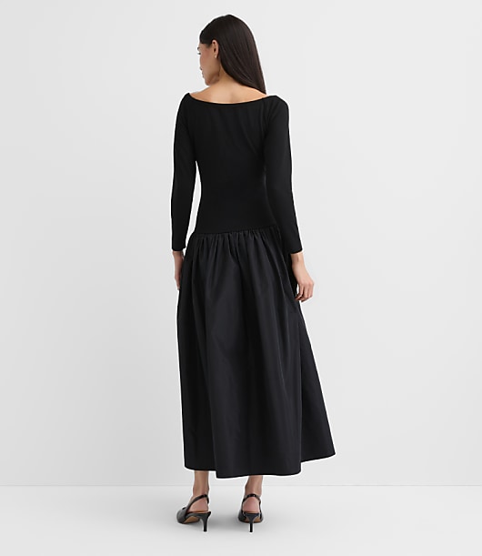 Taffeta Ponte Off The Shoulder Maxi Dress