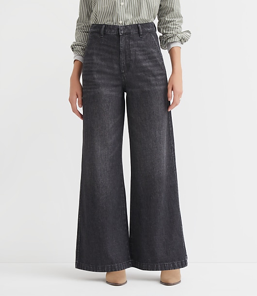 High Rise Trouser Jeans in Washed Black Wash