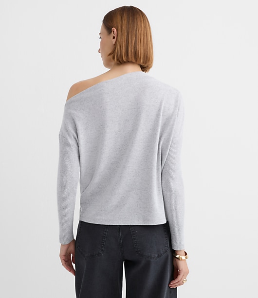 Heathered Ribtrim Jersey Off The Shoulder Top
