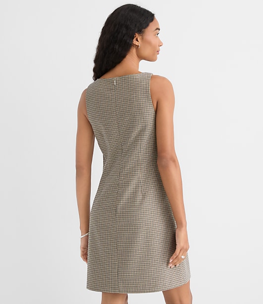 Petite Plaid Square Neck Mini Pocket Dress