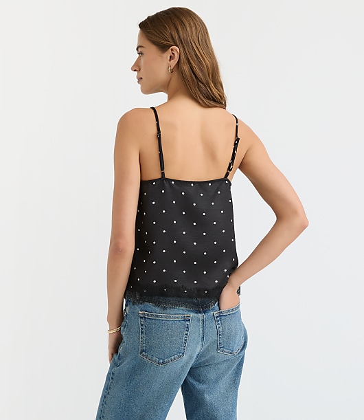 Dotted Lace Trim Satin Cami