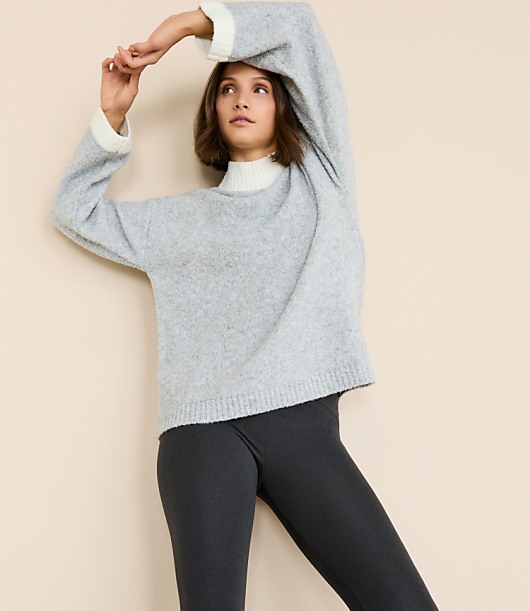 Lou & Grey Colorblock Boucle Mock Neck Sweater