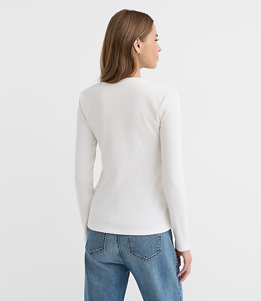 Metallic Button Henley Top