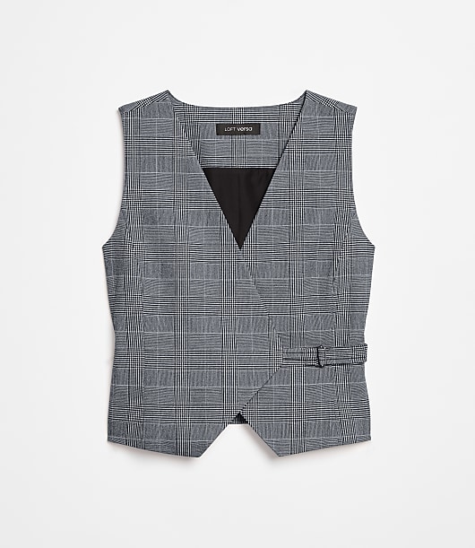 Petite LOFT Versa Plaid Seasonless Stretch Wrap Vest