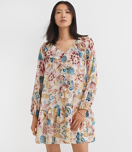Petite Garden Ruffle Mini Flounce Dress