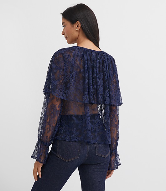 Petite Floral Lace Cape Top