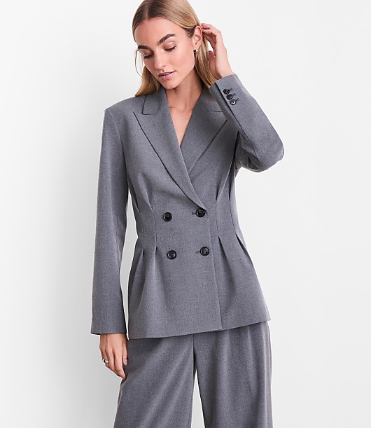 LOFT Versa Seasonless Stretch Double Breasted Blazer in Heather