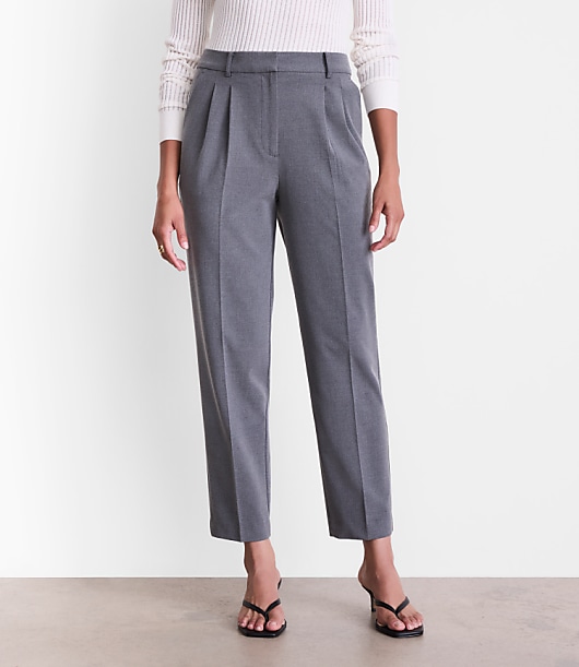 LOFT Versa Seasonless Stretch Double Pleat Taper Pants in Heather