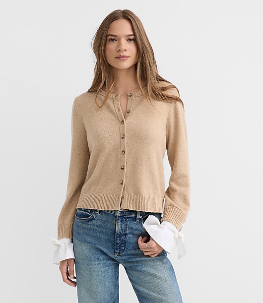 Poplin Tie Cuff Cardigan