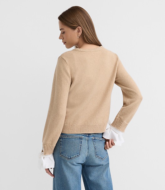 Poplin Tie Cuff Cardigan