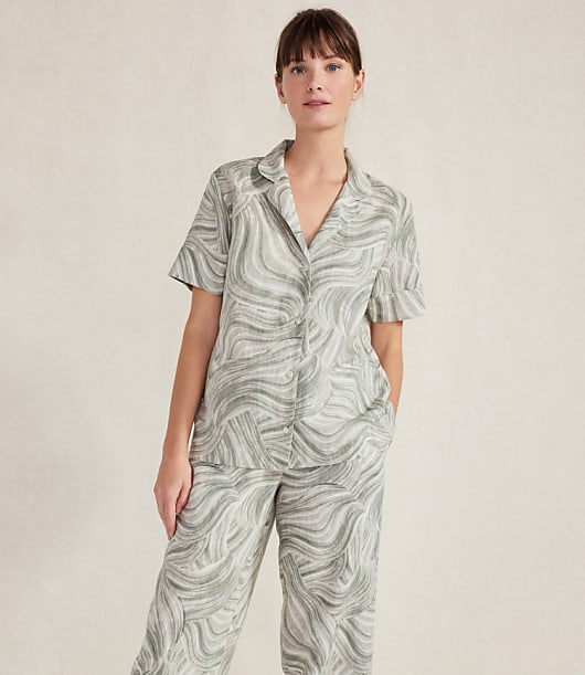 Haven Well Within Organic Cotton Linen Watercolor Pajama Shirt