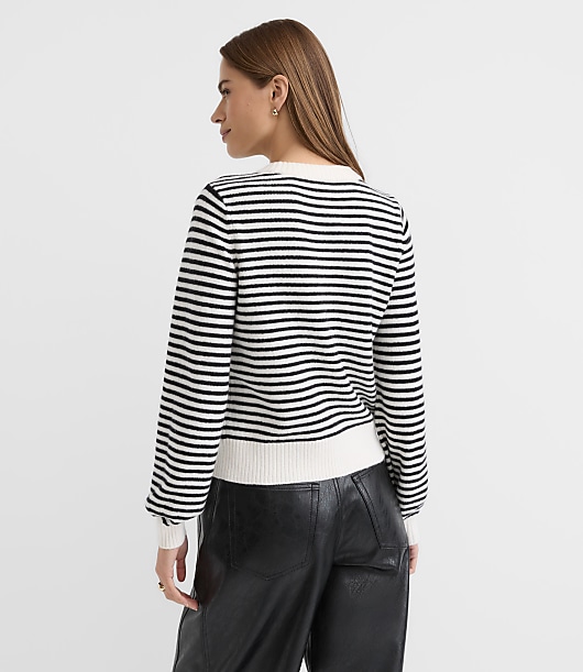 Heart Stripe Blouson Sweater