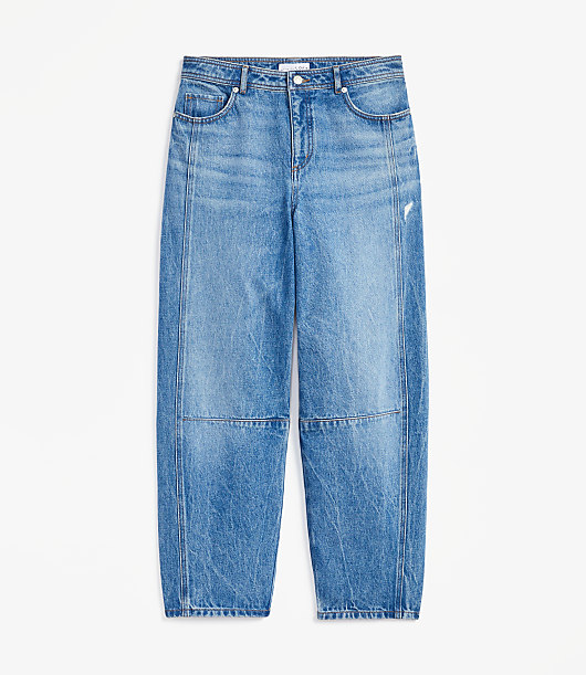 Seamed High Rise Barrel Jeans in Vintage Distressed Wash