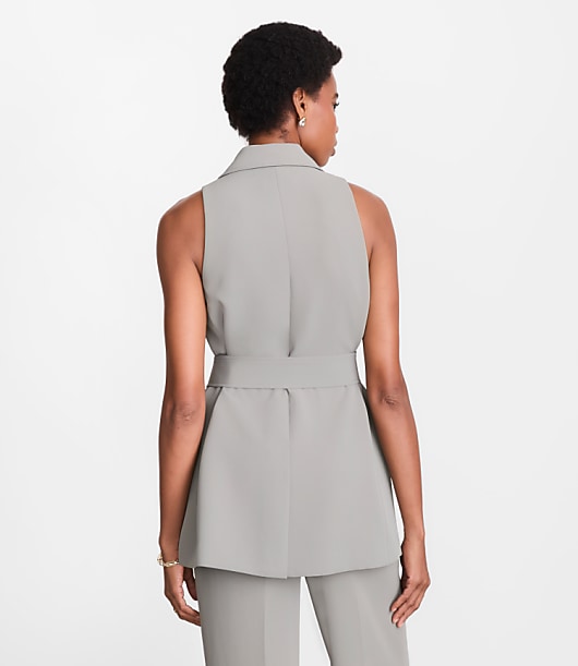 LOFT Versa Crepe Drape Double Breasted Pocket Vest