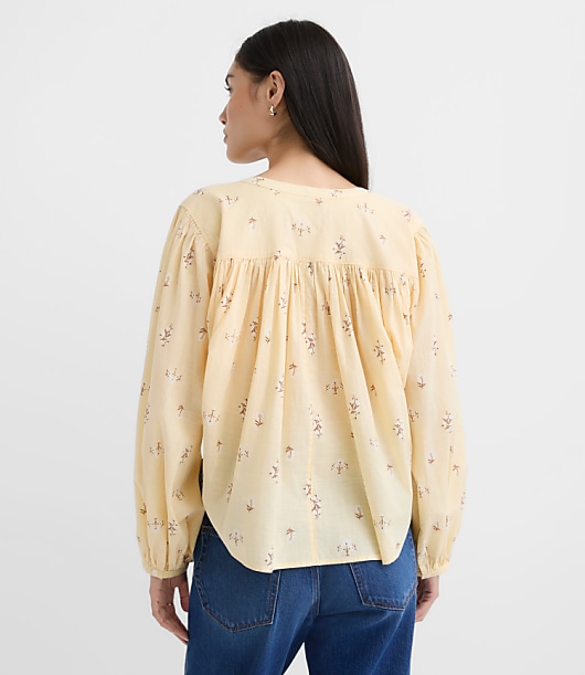 Floral Balloon Sleeve Blouse